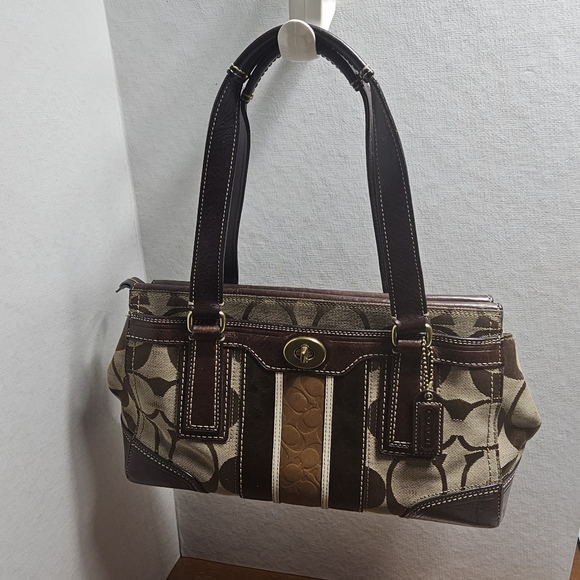 Coach Embossed Canvas Signature Striped Medium Carryall Handbag, Style #11620 - Picture 1 of 11